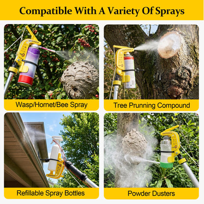 Dasunwat Spray Can Extension Pole Adaptor,Adjustment Sprayer Bracket Adaptor for Wasp/Hornet/Bee Spray Long Range,Spray Paint,Window Cleaner,Tree Pruning Sealer Spray,Spray Can Trigger Handle(Yellow)