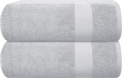 GLAMBURG Premium Cotton Oversized 2 Pack Bath Sheet 35x70-100% Pure Cotton