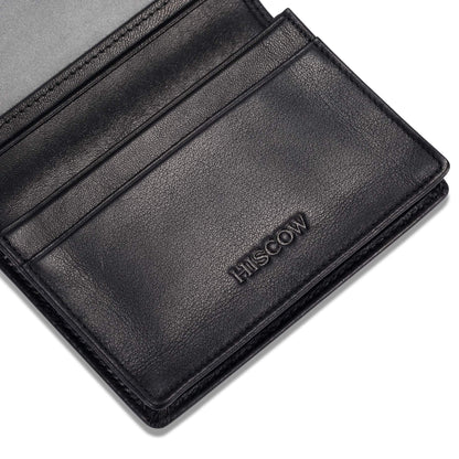 HISCOW Leather Business Card Case Holder for Men & Women, Italian Calfskin (Black)