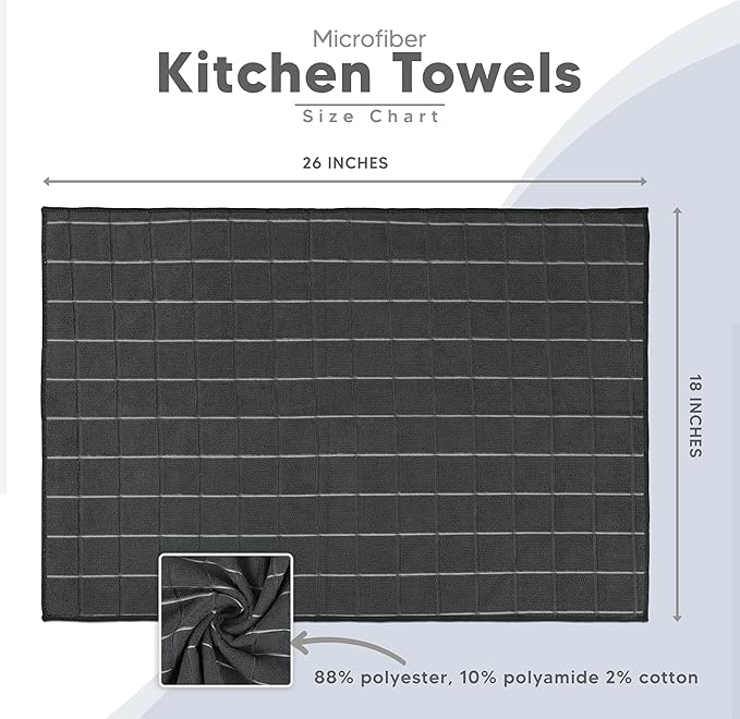 Utopia Towels - Microfiber Kitchen Towels, Super Absorbent 18 x 26 Inches