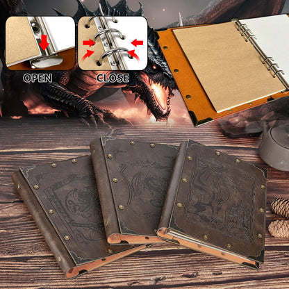 DUROTAN DND Notebook Journal Refillable Binder A5 400 Pages for Dungeons and Dragons Accessories D&D Gifts,Writing Notebook Gift for Men&Women