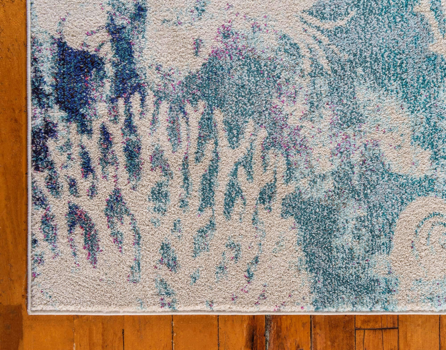 Unique Loom Positano Collection Coastal Modern Coral Lobster Shells Light Blue Area Rug (4' x 6')