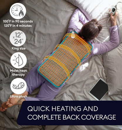 GENIANI Electric Throw - XL Electric Heating Pad for Back Pain & Cramps Relief, Birthday for Women Men Auto Shut Off, Machine Washable, Heat Pad for Neck & Shoulder, 12×24", Tabby Gray