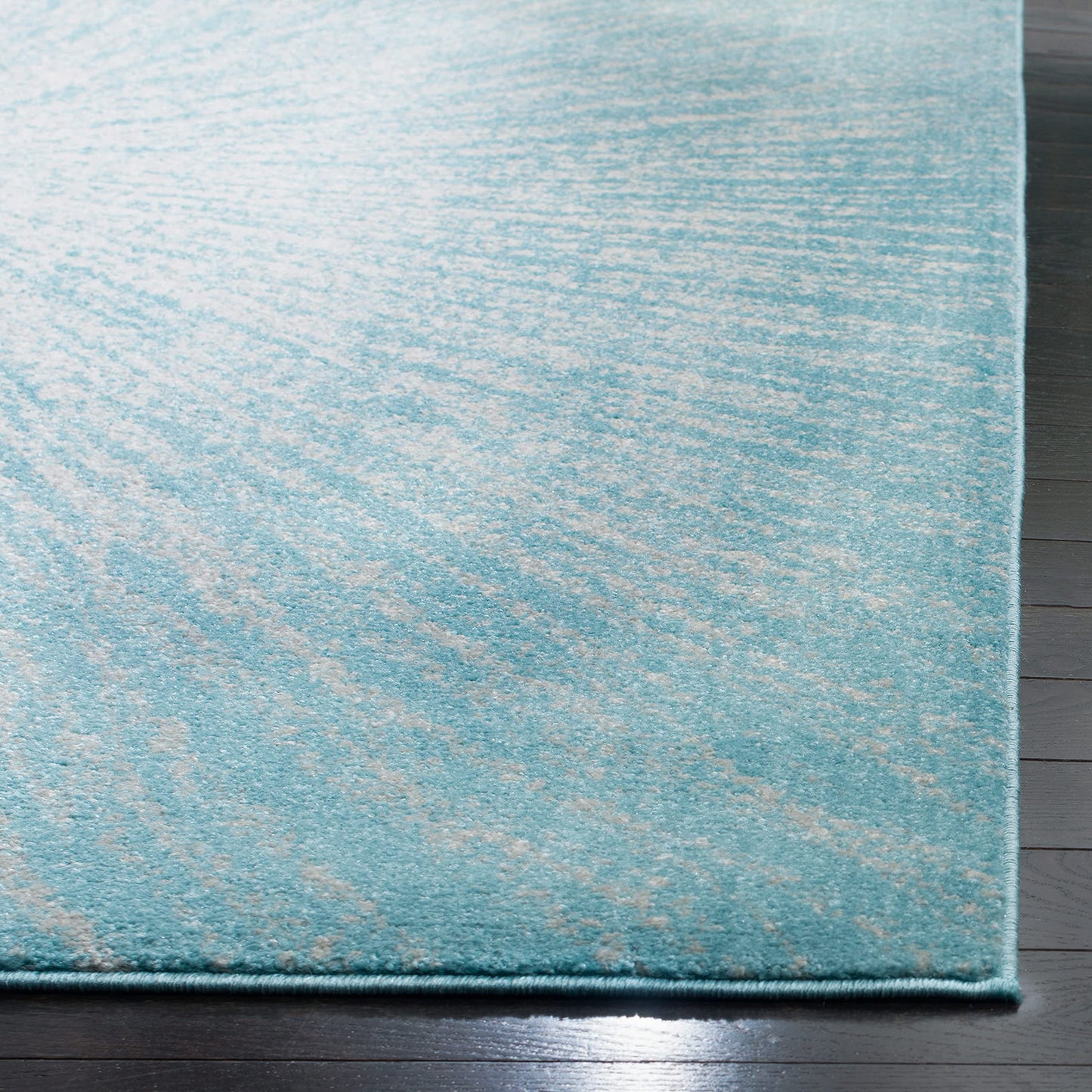 SAFAVIEH Area Rug 8x10 - Evoke Collection - Large - Aqua & Ivory, Abstract Burst Design, Non-Shedding & Easy Cleaning, Ideal for Living Room, Bedroom, Office, Dining Space (EVK228J)