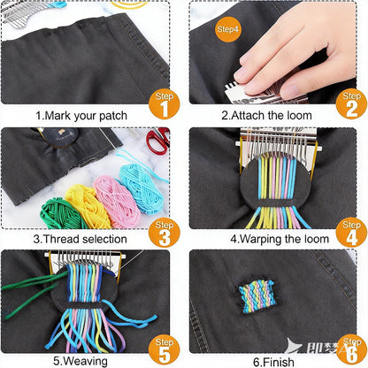 KPOAPERA Mini Darning Loom, Knit Patch Loom Kit, Type Mini Mending Tool, Convenient Darning Loom for Mending Jeans Socks Clothes, DIY Makes Beautiful Stitching - 1PCS (12 Hooks)