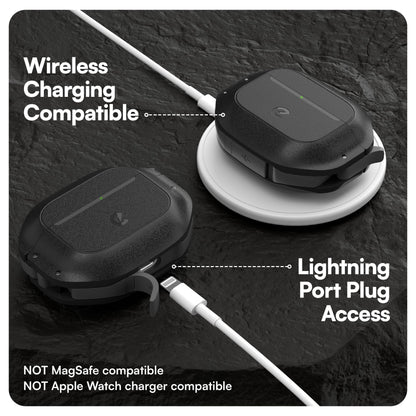 Keybudz for Waterproof AirPods 4 Case with Lock - IP68 Waterproof and Dust Proof, Shockproof Protector, Heavy Duty Rugged Protection, Drop Proof Hard Cover for AirPods 4th Gen (Carbon Black)