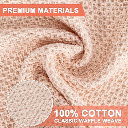 BOOMIBOO 6-Pack Kitchen Dish Cloths, 100% Cotton Waffle Weave, Ultra Soft