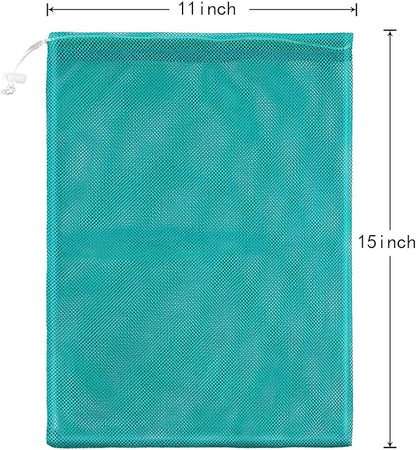 Frienda 6 Pieces Mesh Stuff Sack, 11 x 15 Inch Durable Nylon Drawstring Laundry