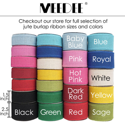 MEEDEE Sage Green Burlap Ribbon 2.5 inch Natural Jute Burlap Ribbon Sage Ribbon Burlap Roll Jute Ribbon Craft Ribbon Fabric Ribbon for Rustic Party Wedding Decorating Wreath Bows Making (10 Yards)