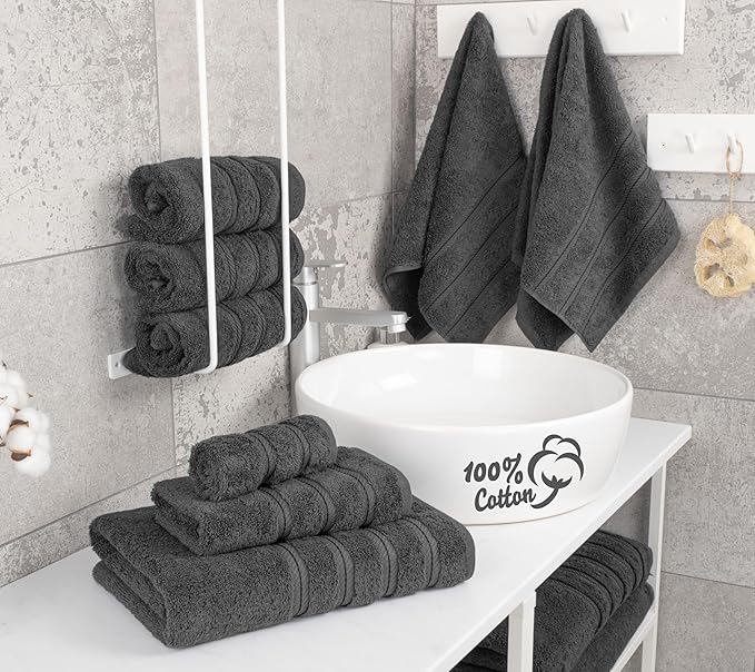 American Soft Linen Luxury 6 Piece Towel Set, 2 Bath Towels 2 Hand Towel 2