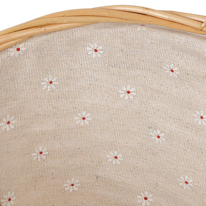 KINJOEK Wicker Woven Basket, 14 x 11 x 6.7 Inch Multipurpose Willow Basket with Handle Premium Linen Cotton Cloth Lining for Storage and Decoration, Natural