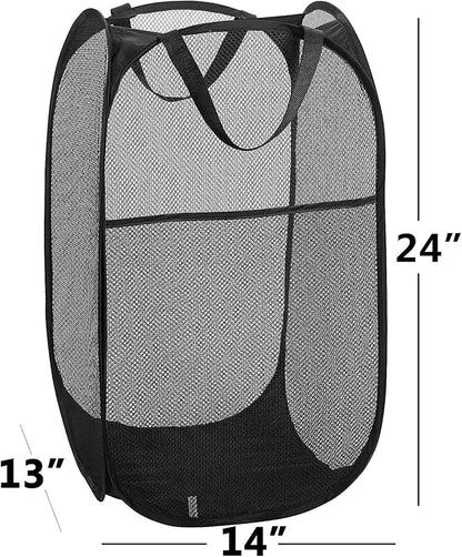2 Pack Popup Laundry Hamper, Foldable Mesh Laundry Basket