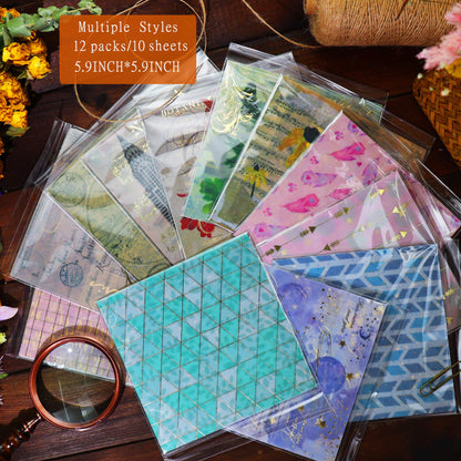 CATaireen Junk Journal Card Making Supplies Kit Scrapbooking Embellishments Collage Decoupage Art Craft for Adults Large DIY TN Travel Notebook Vintage Gold Washi Paper Ephemera Pack 120pcs