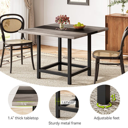 LITTLE TREE 39-Inch Square Small Conference Room Table for 4 People, Wood Computer Desk for Home Office, Small Space (Chair not Included)