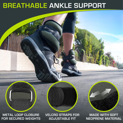 ProsourceFit Ankle / Wrist and Arm / Leg Weights Set of 2, Adjustable Strap 1 lb-5 lb, Adjustable Weight 15 lb, 10 lb, 7 lb for Men and Women