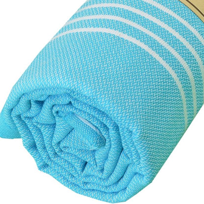Bersuse Towels Anatolia XL Beach Blanket Throw Blanket Turkish Towel 100% Cotton Extra-Large Quick-Dry Lightweight Premium Peshtemal Towel - 61x82 Inches, Turquoise