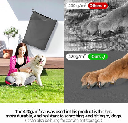 42 Inch Durable Indestructible Dog Bed for Extra Large Dogs, Outdoor Canvas Chew Proof Pet Crate Mat with Waterproof Washable Removable Cover, Indoor Patio Pet Pad for Crate, Dark Grey