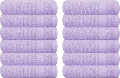GLAMBURG Ultra Soft 12-Piece Washcloths Set 13x13-100% Ringspun Cotton