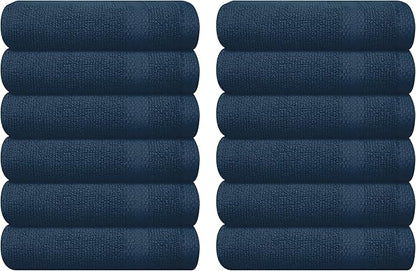 GLAMBURG Ultra Soft 12-Piece Washcloths Set 13x13-100% Ringspun Cotton