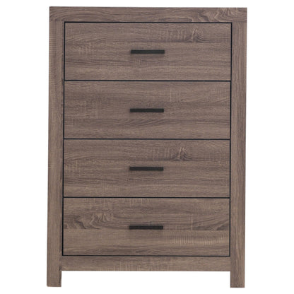 Coaster Home Furnishings Brantford Farmhouse Wood 4-Drawer Bedroom Chest of Drawers Chiffonier Clothing Storage Cabinet Bedroom Armoire Tall Dresser Organizer Unit Barrel Oak 207045