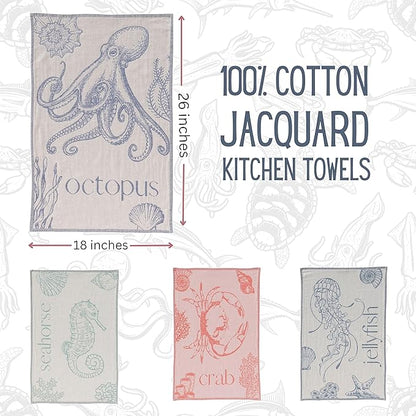 Nautical Kitchen Towels with Ocean-Themed Designs – 100% Turkish Cotton