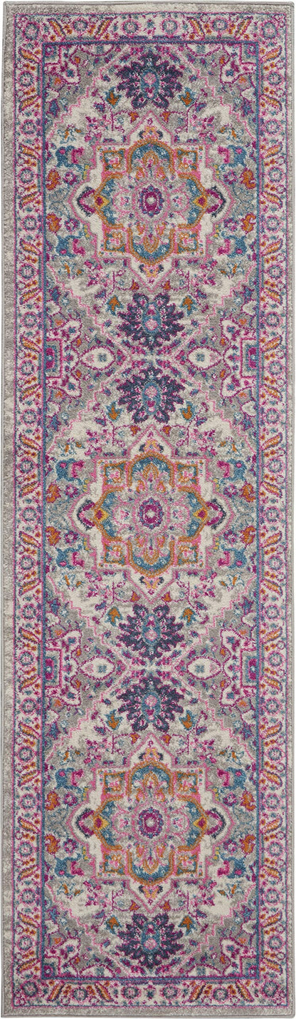 Nourison Home Passion Light Grey Pink 1'10" x 6' Area Rug - Easy Clean, Non Shedding, Bed Room, Living Room, Dining Room, Kitchen (6' Runner)