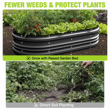 WORKPRO 2PK 4x2x1ft Outdoor Galvanized Raised Garden Bed Kit, Rust & Corrosion Protection, Easy Assembly, Safe Edge, Ideal for Vegetables & Flowers, Black