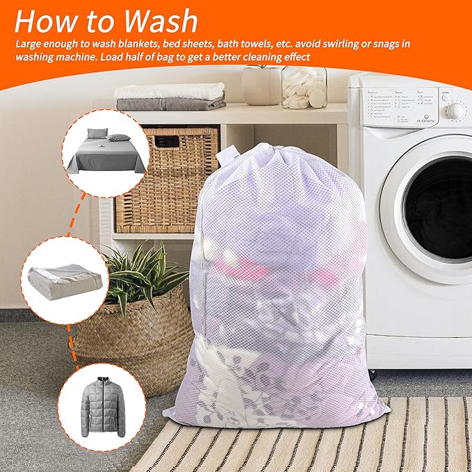 Polecasa Diamond Mesh Laundry Bags, Extra Large Laundry Hamper Liner, Laundry