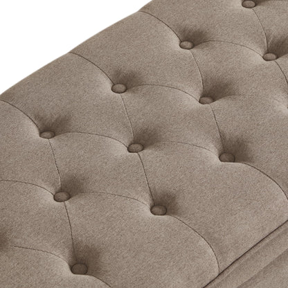 Jintop 45" Comfortable Seating Tufted Buttons Bench with Storage, Entryway Ottoman W/Spindle Wooden Legs,Footrest Stool for Living Room,Bedroom,Linen