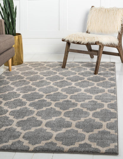 Rugs.com Lattice Collection Rug – 3' x 5' Light Gray Medium Rug Perfect for Entryways, Kitchens, Breakfast Nooks, Accent Pieces