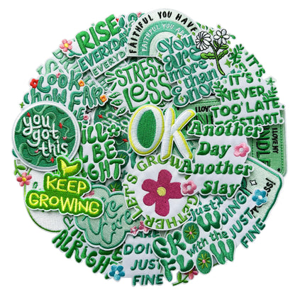 Xandova 20 Pcs Positive Affirmation Iron on Patches, Phrase Embroidered Appliques Sew on Patches for Bags, Jackets, Jeans, Clothes DIY Patches