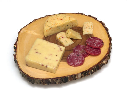 Lipper International 1010 Acacia Tree Bark Footed Server for Cheese, Crackers, and Hors D'oeuvres, Small