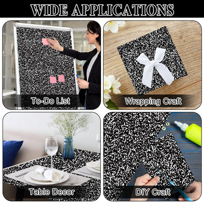 Black Composition Bulletin Board Roll Reusable Waterproof Erasable Composition Notebook Non-Woven Fabric Bulletin Board Roll Black and White Background Poster for Classroom Decor Wrap Craft 15.7"x20ft