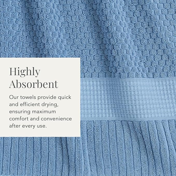 NY Loft 100% Cotton Bath Towel 4 Pack | Super Soft & Absorbent Quick-Dry Bath