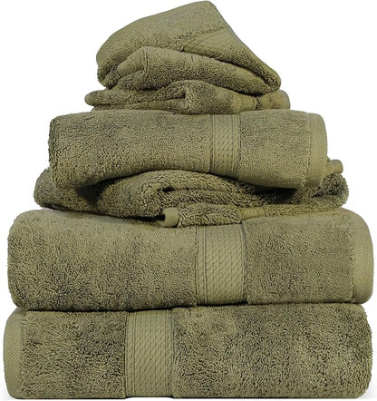 Superior Solid Egyptian Cotton Towel Set, Washcloths 13” x 13”, Hand Towels 20”