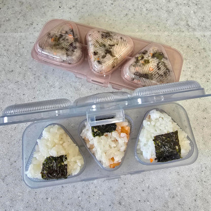 Japanese Rice Ball Mold Set, 2 Pack Mini Triangle Sushi Makers, 3-Grid Rice Ball Shaper, Bento Lunch Tool, Reusable Polypropylene Kitchen Gadget, Dishwasher Safe, Made in Japan
