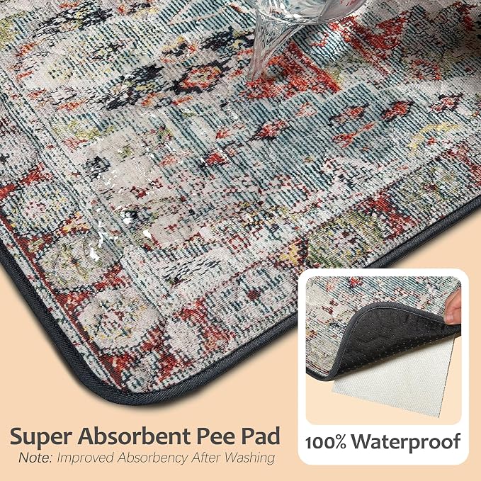 Washable Pee Pads for Dogs, Reusable Puppy Potty Training Pads, Ultra-Absorbent Thick Waterproof Leak-Proof Non-Slip Pads & Mat for Crate, Playpen, Floor, Whelping & Housebreaking , 2 Pack 18"x24"