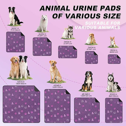 WanpeeGoo Washable Pee Pads for Dogs, 1 Pack Absorbent Reusable Training Dog Pads Pet Puppy Pads, Non-Slip Potty Pads for Whelping, Playpen, Crate, Bed, Purple, 72"x72"