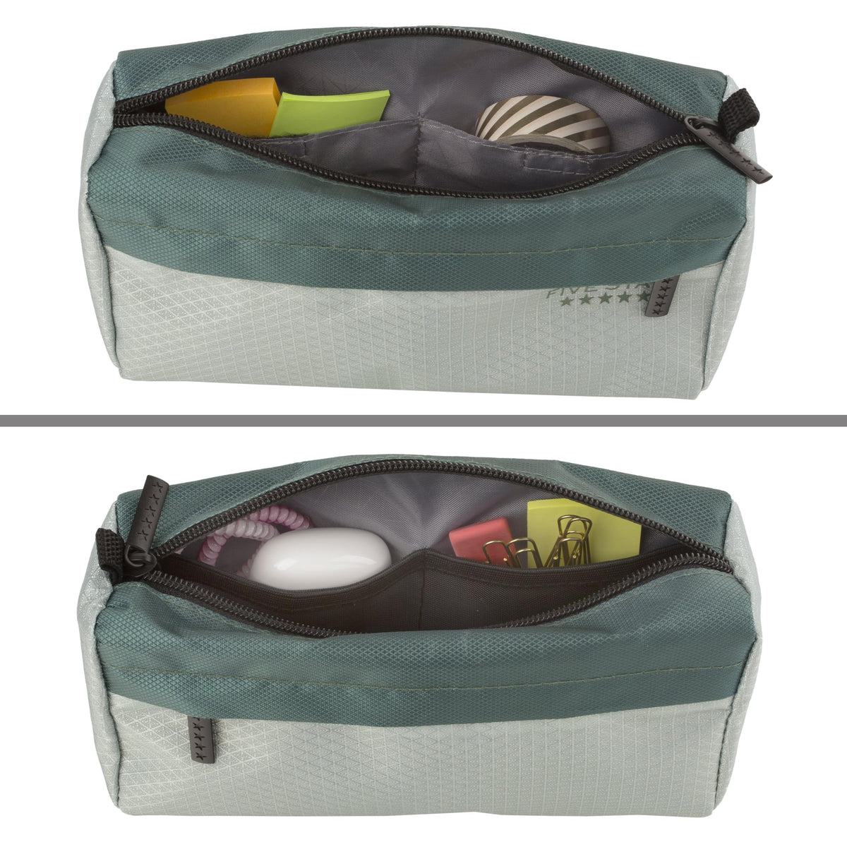 Five Star Pencil Pouch, Pen Case, 9-Pocket Zipper Pouch, Storage Organizer for School Supplies Earbuds Chargers Cables Makeup, Green/Juniper (500214F-ECM)