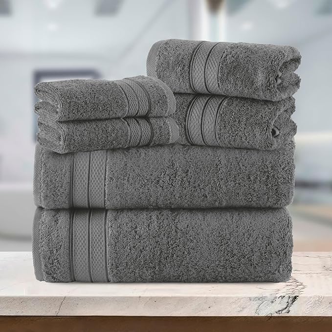 Elegant Comfort Luxury 6-Piece Towel Set, Premium Soft 100% Turkish Cotton