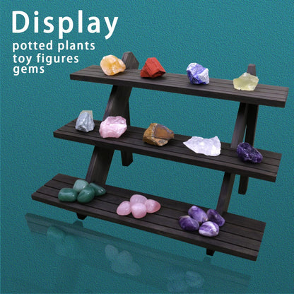 Auroal 3 Tier Earring Display Stands For Selling, Retail Display Riser Earring, Ring Holder Stand, Removable Countertop Small Merchandise Display Stand, for Figures,Cupcake, Photo (Brown color)