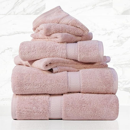SUPERIOR Egyptian Cotton Pile 6 Piece Towel Set, Includes 2 Bath, 2 Hand