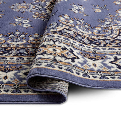 Home Dynamix Premium Sakarya Traditional Medallion Area Rug, Country Blue/Brown, 7'8"x10'7"