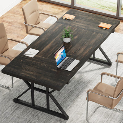 Tribesigns 70.8-Inch Executive Desk, Large Computer Office Desk Workstation, Modern Simple Style Laptop Desk Study Writing Table Business Furniture for Home Office (Black Oak, 70.8 Inch)