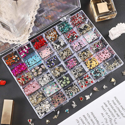 Noverlife 2 Pack 36 Grids Clear Plastic Organizer Box, Jewelry Craft Storage Container Bead Holder Nail Charm Organizer, Rock Collection Box for Fishing Tackles, Acrylic Earring Display Case for Girls