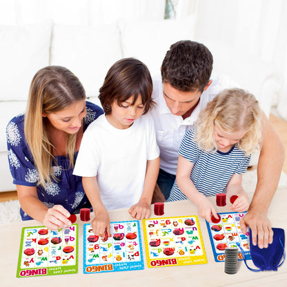 SpriteGru Alphabet Bingo Game, Uppercase/Lowercase/Number Bingo Game ABC and 123 Bingo Board Game for Kindergarten and Preschool Kids 4-8, Perfect for Classroom & At Home