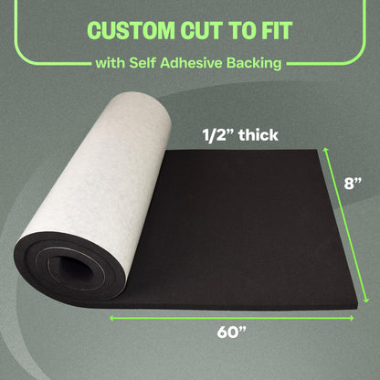 XCEL Marine Foam Roll with Self Adhesive - Black, 60" x 8" x 1/2" Closed Cell Foam Rubber Water Resistant Padding Sheet - Home, Marine, Garage, Automotive, Crafts & Cosplay (Black, 60" x 8" x 1/2")