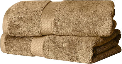 SUPERIOR Egyptian Cotton Pile Bath Towel Set of 2, Ultra Soft Luxury Towels