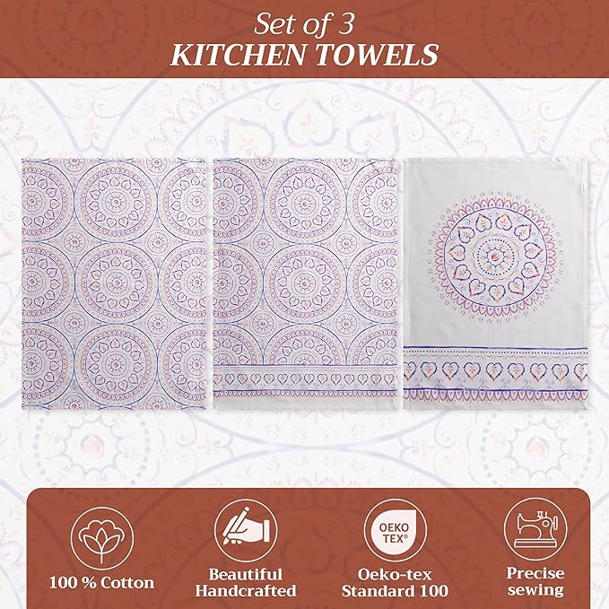Maison d' Hermine Kitchen Towels Set of 3 100% Cotton 27.50" x 20" Reusable