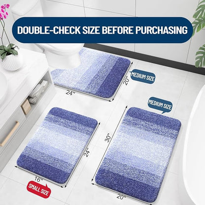 OLANLY Large Bathroom Rugs Mat 40x24, Extra Soft Absorbent Microfiber Bath Rugs, Rubber Backing, Quick Dry, Machine Washable Bath Mats for Bathroom, Tub and Shower, Home Decor Accessories, Blue-Violet